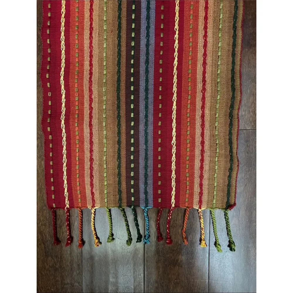 Woven Multicolored Striped Runner for Kitchen Table, Perfect for Summer